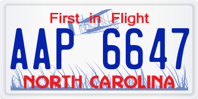 NC license plate AAP6647