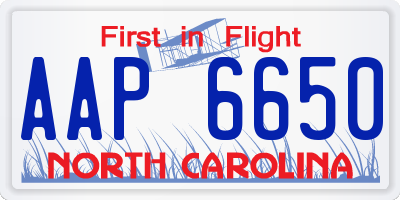 NC license plate AAP6650