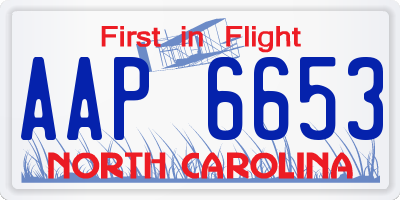 NC license plate AAP6653