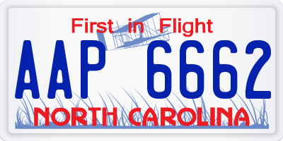 NC license plate AAP6662