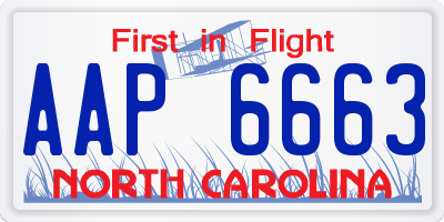 NC license plate AAP6663