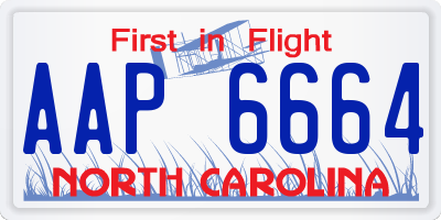 NC license plate AAP6664