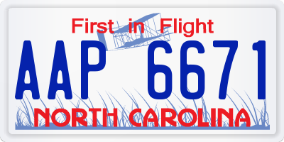 NC license plate AAP6671