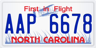 NC license plate AAP6678
