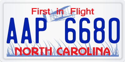 NC license plate AAP6680