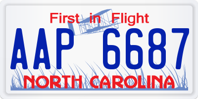 NC license plate AAP6687