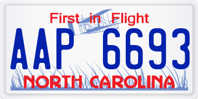 NC license plate AAP6693