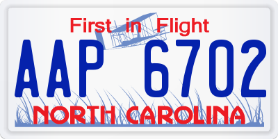 NC license plate AAP6702