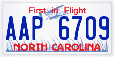 NC license plate AAP6709