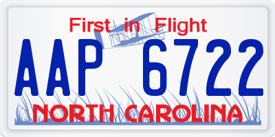 NC license plate AAP6722