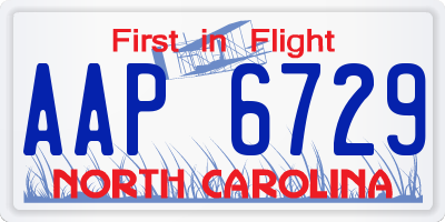 NC license plate AAP6729