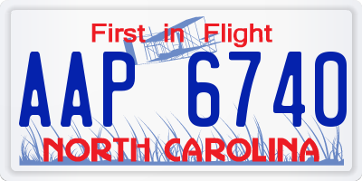 NC license plate AAP6740
