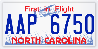 NC license plate AAP6750