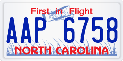 NC license plate AAP6758