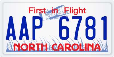 NC license plate AAP6781