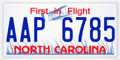 NC license plate AAP6785