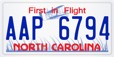 NC license plate AAP6794