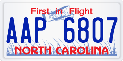NC license plate AAP6807