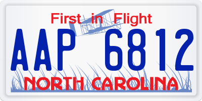 NC license plate AAP6812