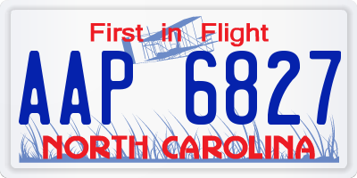 NC license plate AAP6827