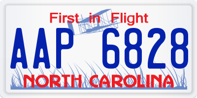 NC license plate AAP6828