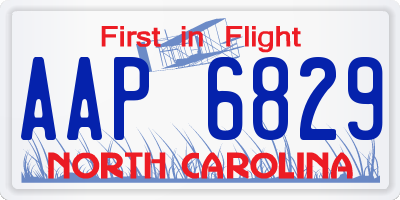NC license plate AAP6829
