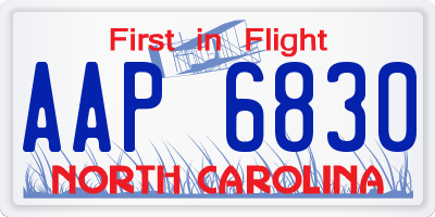 NC license plate AAP6830