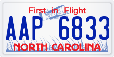 NC license plate AAP6833