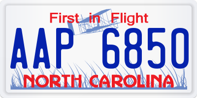 NC license plate AAP6850