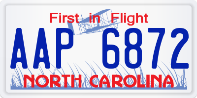 NC license plate AAP6872