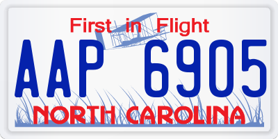 NC license plate AAP6905