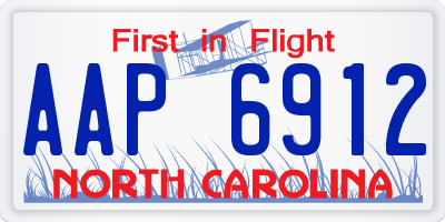 NC license plate AAP6912