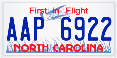 NC license plate AAP6922
