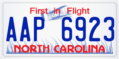 NC license plate AAP6923