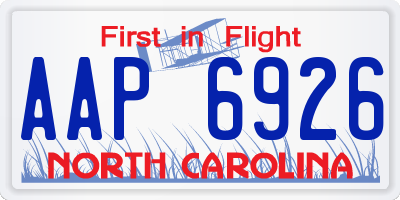 NC license plate AAP6926