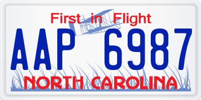 NC license plate AAP6987