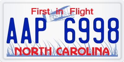 NC license plate AAP6998