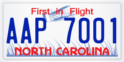 NC license plate AAP7001
