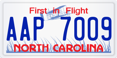NC license plate AAP7009