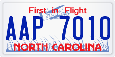 NC license plate AAP7010