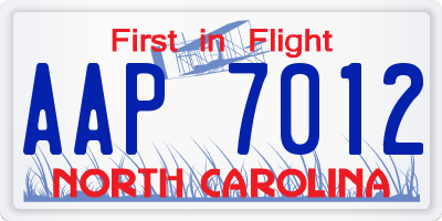 NC license plate AAP7012
