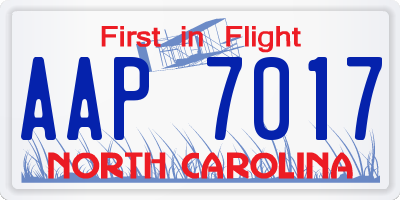 NC license plate AAP7017