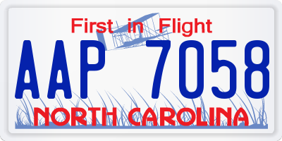 NC license plate AAP7058