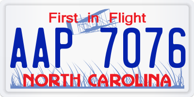 NC license plate AAP7076