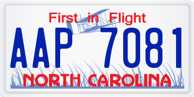 NC license plate AAP7081