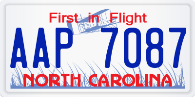 NC license plate AAP7087
