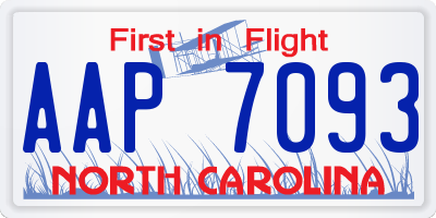 NC license plate AAP7093