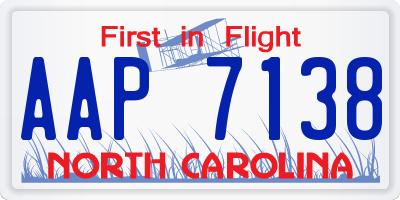 NC license plate AAP7138