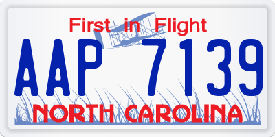 NC license plate AAP7139