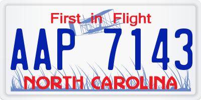 NC license plate AAP7143